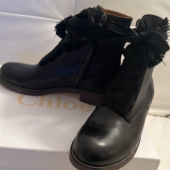 Chloe Harper Leather Lace up Boots 20mm - 39.5 - Picture 3 of 14